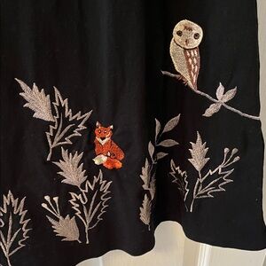 eShakti Black Dress with Fox and Owl Embroidery